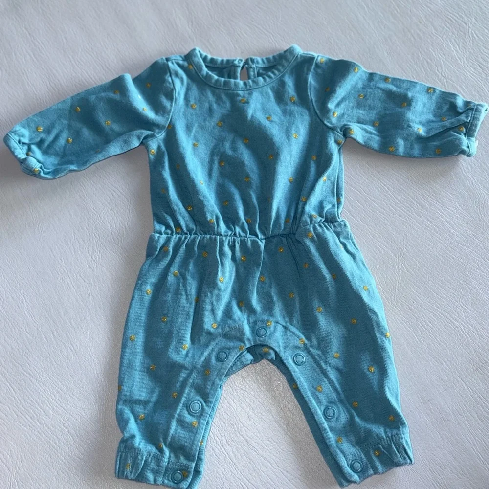 Carter's Teal Baby Romper with Yellow‎ Accents